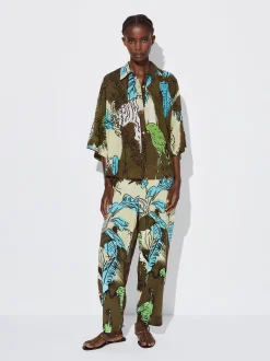 PARFOIS Camisa Algod&oacute;n Estampada Caqui Discount