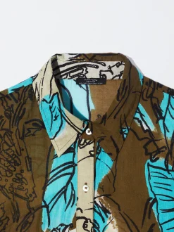 PARFOIS Camisa Algod&oacute;n Estampada Caqui Discount