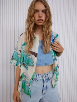 PARFOIS Camisa Algod&oacute;n Estampada Multicor Fashion