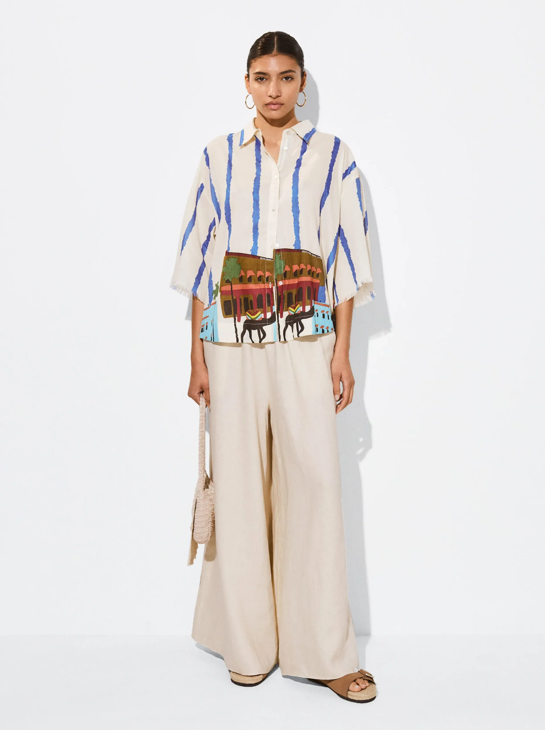 PARFOIS Camisa Algodón Estampada Multicor Outlet