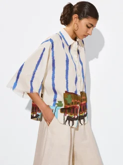PARFOIS Camisa Algodón Estampada Multicor Outlet