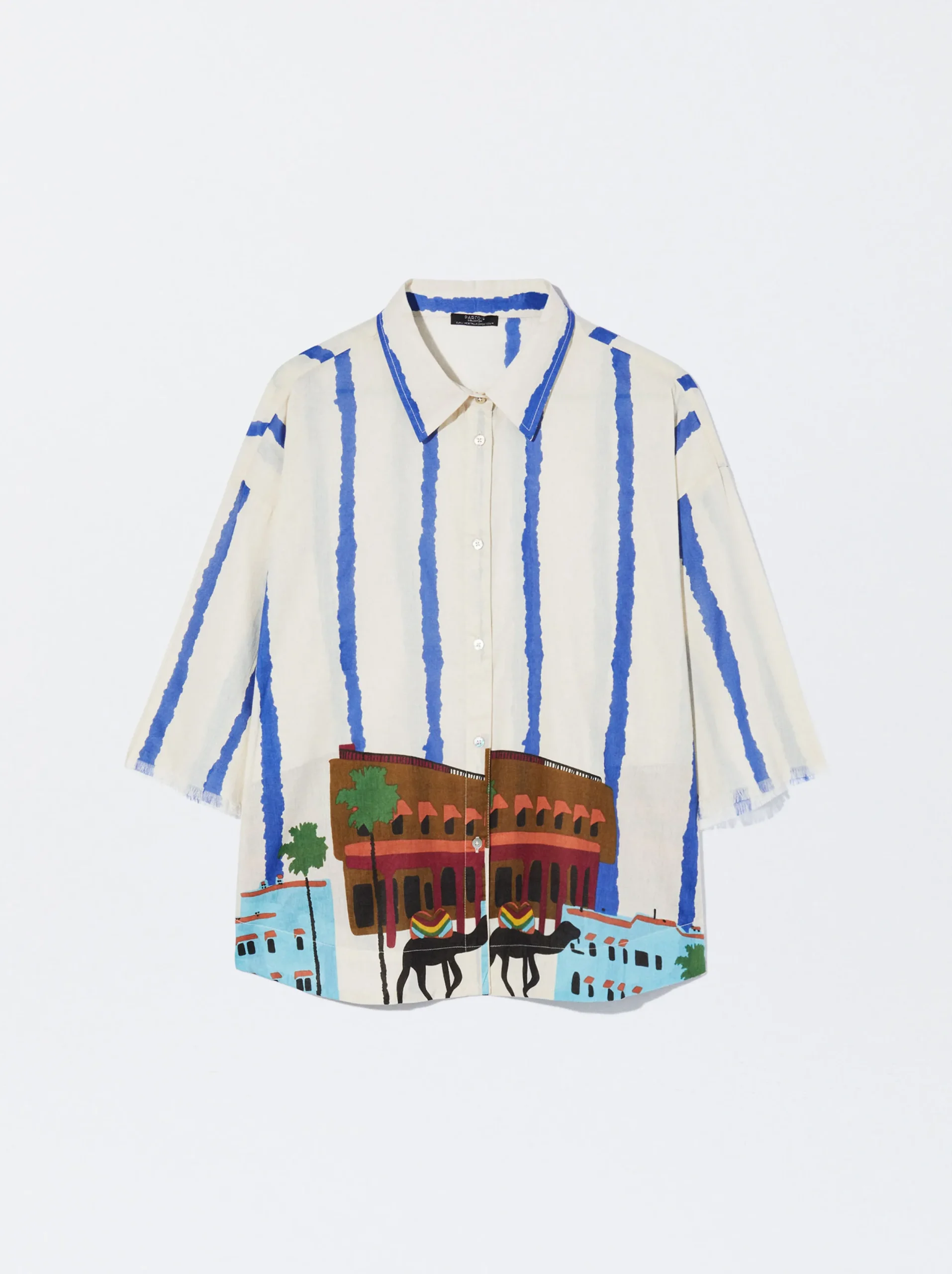 PARFOIS Camisa Algodón Estampada Multicor Outlet