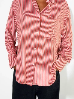 PARFOIS Camisa Con Rayas Rojo Fashion