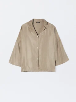 PARFOIS Camisa Cupro Con Botones Beige Hot