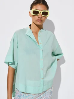 PARFOIS Camisa De Algod&oacute;n Azul Cheap