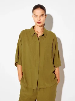 PARFOIS Camisa De Lyocell Amarillo New