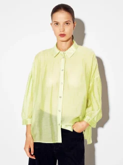 PARFOIS Camisa De Lyocell Amarillo Flash Sale