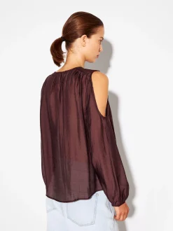 PARFOIS Camisa De Lyocell Con Hombros Abiertos Burdeos Shop
