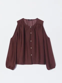 PARFOIS Camisa De Lyocell Con Hombros Abiertos Burdeos Shop