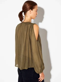 PARFOIS Camisa De Lyocell Con Hombros Abiertos Marr&oacute;n Best Sale