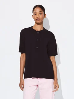 PARFOIS Camisa De Punto Cuello Redondo Negro Flash Sale