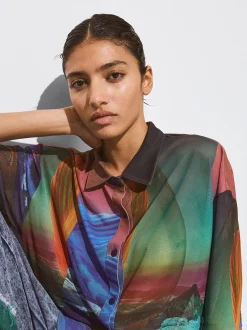 PARFOIS Camisa Estampada Multicor Fashion