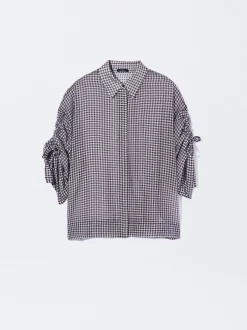 PARFOIS Camisa Estampada Con Mangas Remangadas Negro Clearance