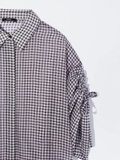 PARFOIS Camisa Estampada Con Mangas Remangadas Negro Clearance