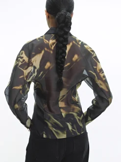 PARFOIS Camisa Estampada Cruzada Marr&oacute;n Sale