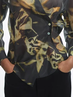 PARFOIS Camisa Estampada Cruzada Marr&oacute;n Sale