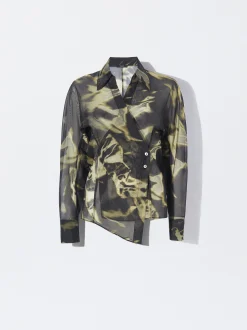 PARFOIS Camisa Estampada Cruzada Marr&oacute;n Sale