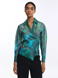 PARFOIS Camisa Estampada Cruzada Verde Clearance