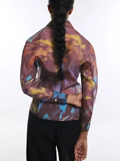 PARFOIS Camisa Estampada Cruzada Burdeos Fashion