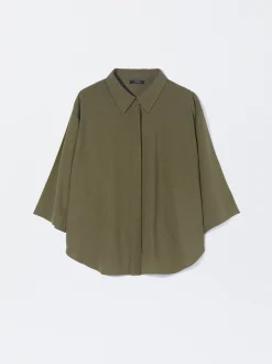 PARFOIS Camisa Fluida Con Botones Verde Shop