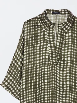 PARFOIS Camisa Fluida Estampada Caqui Cheap