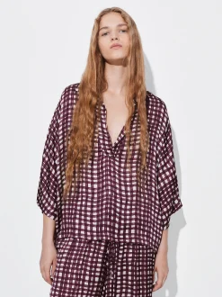 PARFOIS Camisa Fluida Estampada Burdeos New