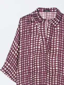 PARFOIS Camisa Fluida Estampada Burdeos New