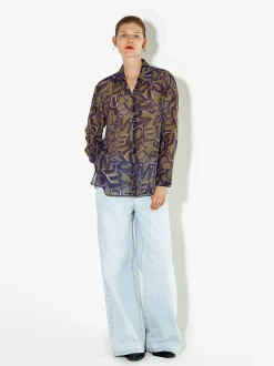 PARFOIS Camisa Lyocell Estampada Amarillo Fashion