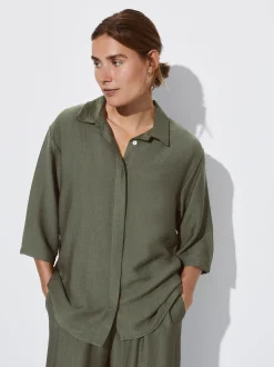 PARFOIS Camisa Manga Corta Caqui Flash Sale