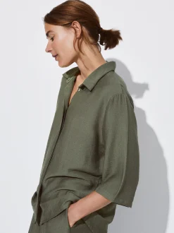 PARFOIS Camisa Manga Corta Caqui Flash Sale