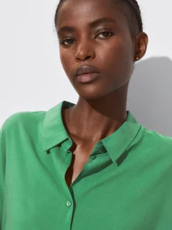PARFOIS Camisa Manga Corta Con Botones Verde Outlet