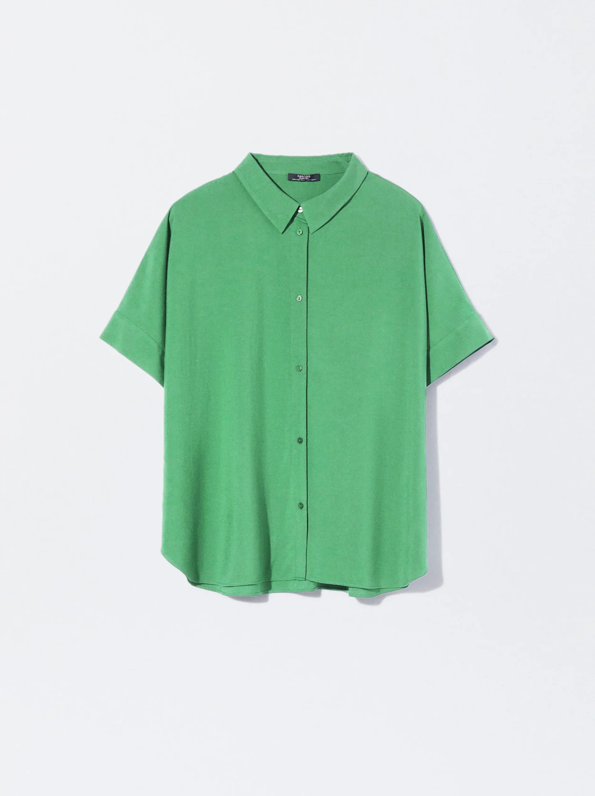 PARFOIS Camisa Manga Corta Con Botones Verde Outlet