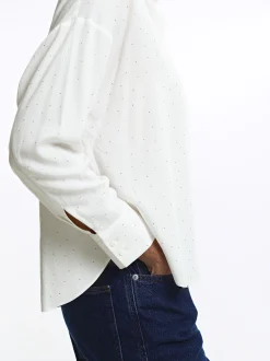 PARFOIS Camisa Manga Larga Com Strass Crudo New