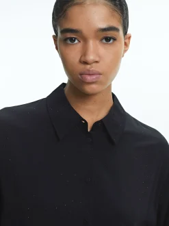PARFOIS Camisa Manga Larga Com Strass Negro Best