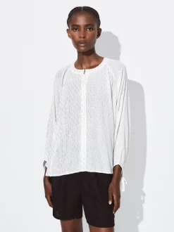 PARFOIS Camisa Modal Tejido Metalizado Plateado Fashion