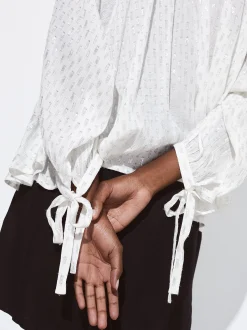 PARFOIS Camisa Modal Tejido Metalizado Plateado Fashion