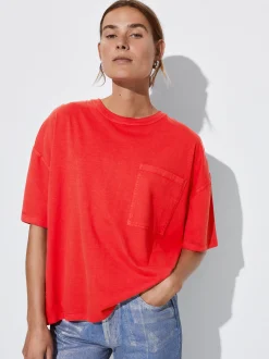 PARFOIS Camiseta Algodón Con Bolsillo Rojo Discount