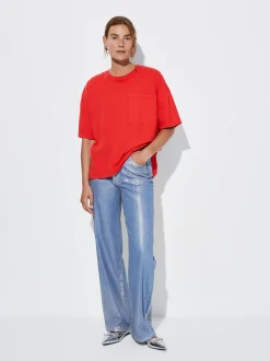 PARFOIS Camiseta Algod&oacute;n Con Bolsillo Rojo Discount