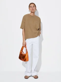 PARFOIS Camiseta Algodón Con Bolsillo Marrón Sale