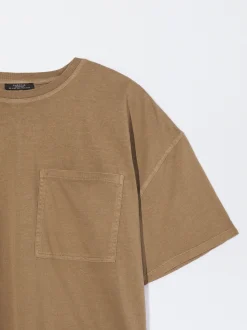 PARFOIS Camiseta Algod&oacute;n Con Bolsillo Marr&oacute;n Sale