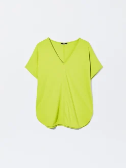 PARFOIS Camiseta B&aacute;sica Cuello Pico Amarillo Sale