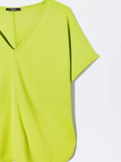 PARFOIS Camiseta B&aacute;sica Cuello Pico Amarillo Sale