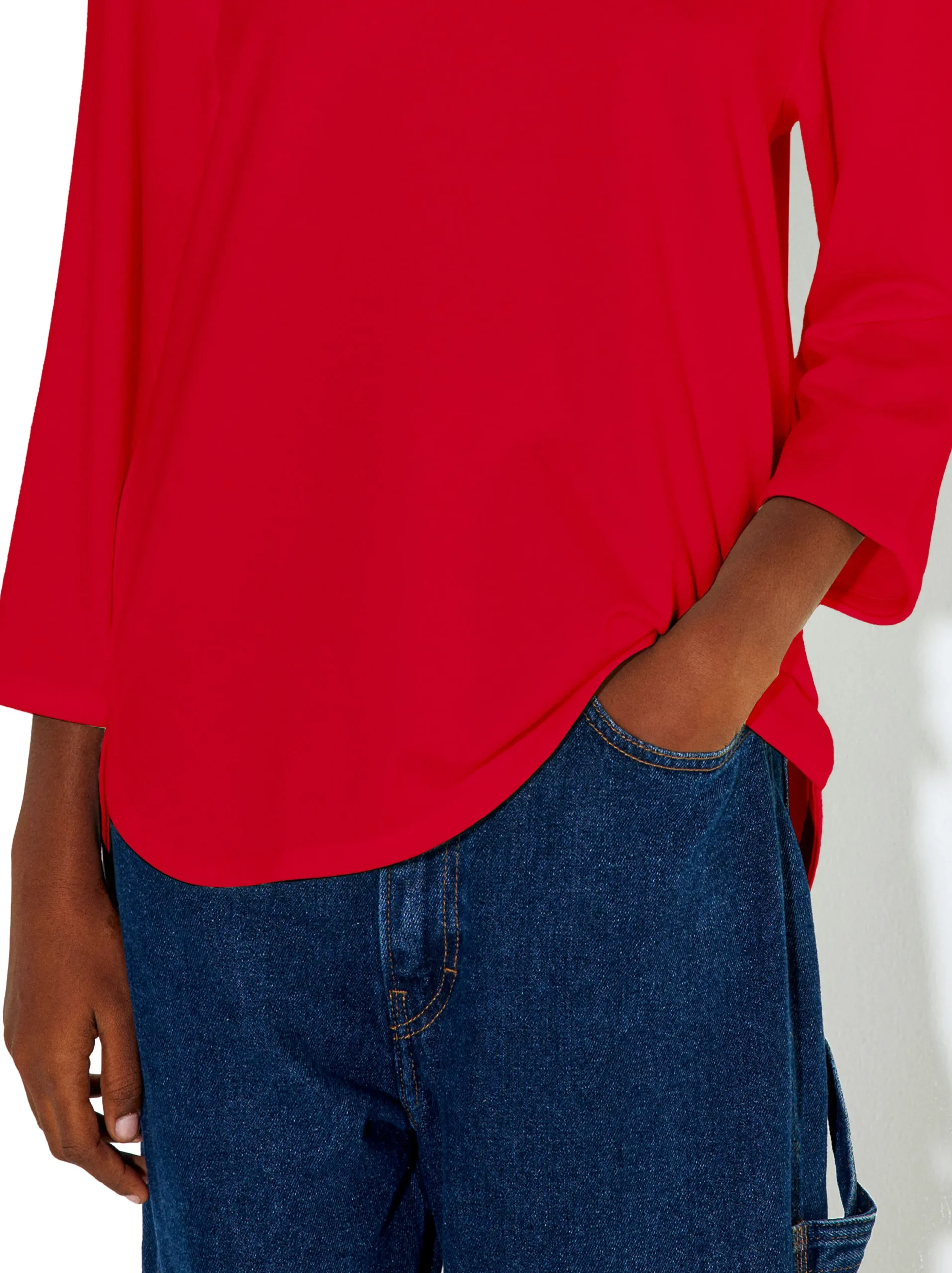 PARFOIS Camiseta Con Cuello Redondo Rojo Cheap