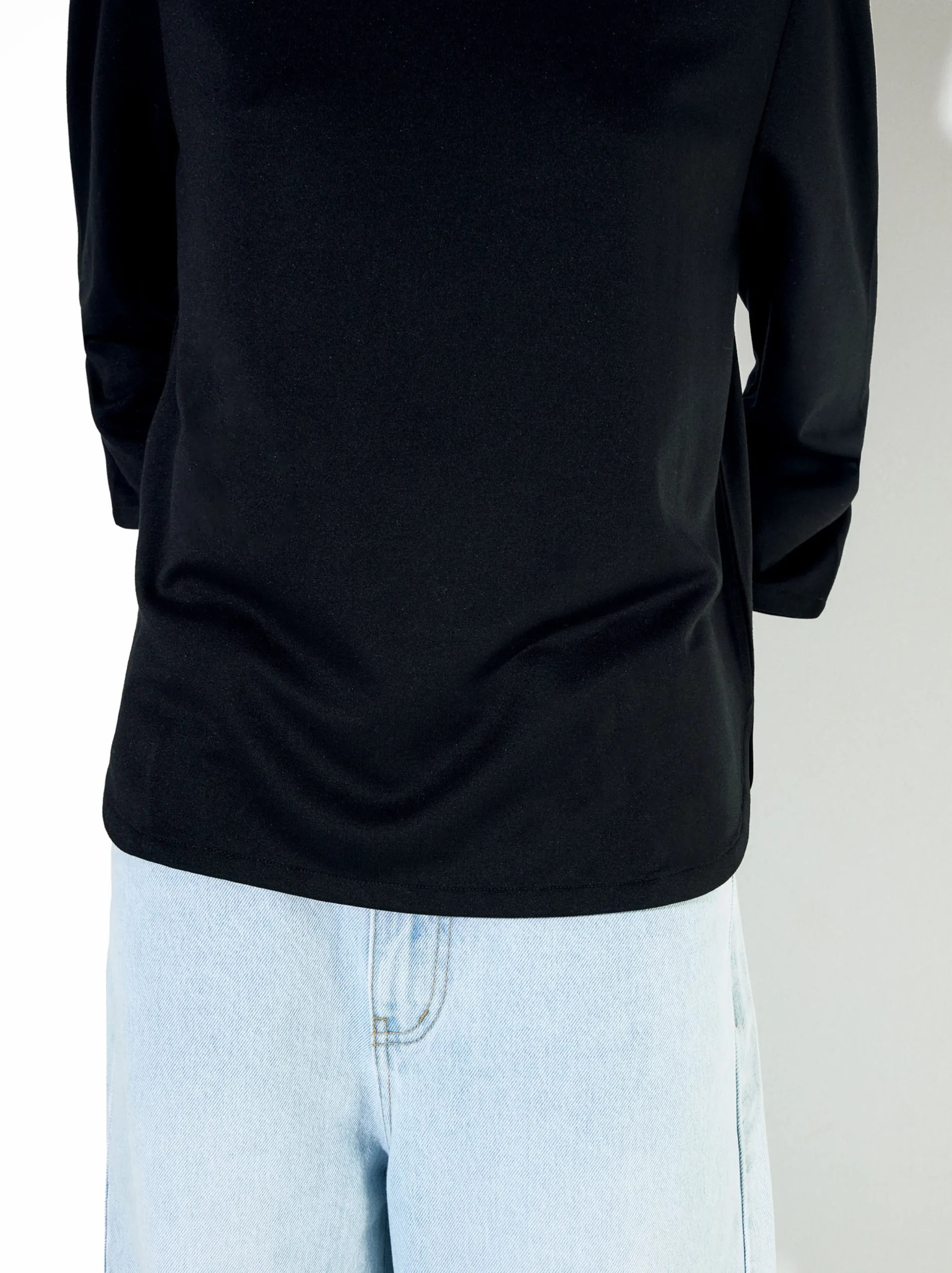 PARFOIS Camiseta Con Cuello Redondo Negro Online