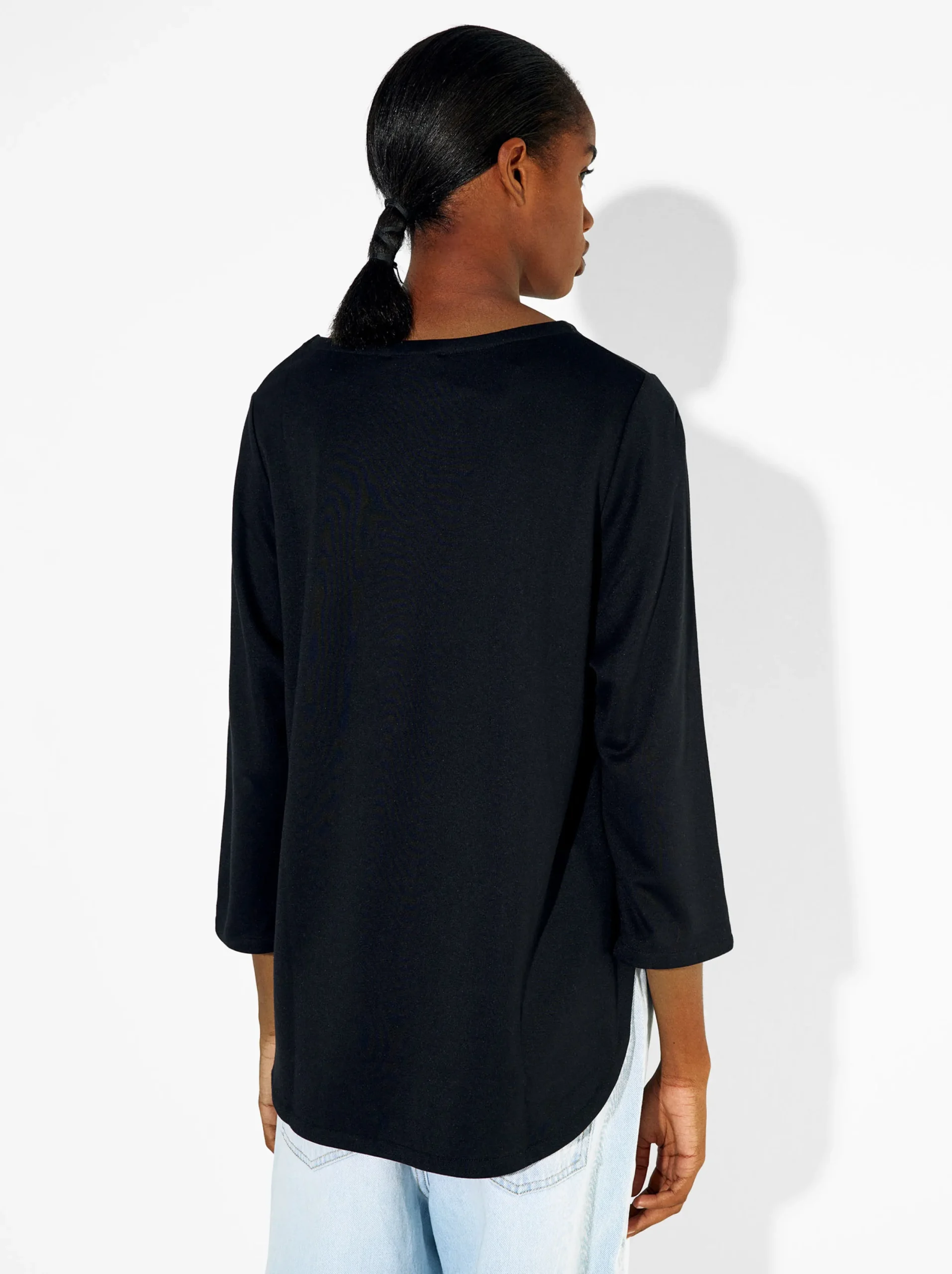 PARFOIS Camiseta Con Cuello Redondo Negro Online