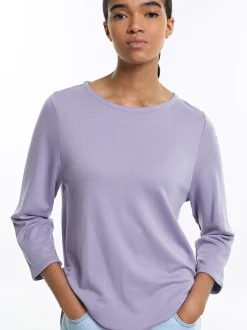 PARFOIS Camiseta Con Cuello Redondo Violeta New