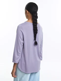PARFOIS Camiseta Con Cuello Redondo Violeta New