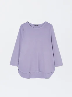 PARFOIS Camiseta Con Cuello Redondo Violeta New