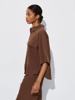 PARFOIS Camiseta De Punto Con Cuello En Solapa Marr&oacute;n Cheap