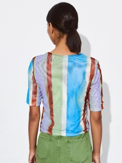 PARFOIS Camiseta Estampada Con Rayas Multicor Shop